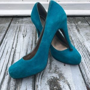 Turquoise Suede Heels